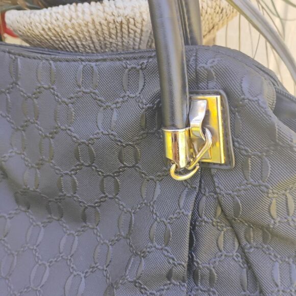 Coofit Elegant Black Satchel with Gold Accents and Curved Handles - Picture 2 of 15